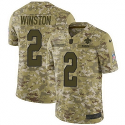 Nike Saints 2 Jameis Winston Camo Men Stitched NFL Limited 2018 Salute To Service Jersey