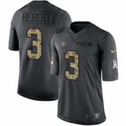 Nike Saints #3 Bobby Hebert Black Mens Stitched NFL Limited 2016 Salute To Service Jersey