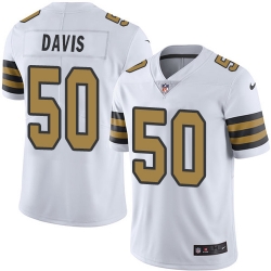 Nike Saints #50 DeMario Davis White Mens Stitched NFL Limited Rush Jersey