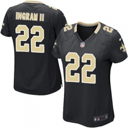 Nike Saints #22 Mark Ingram II Black Team Color Womens Stitched NFL Elite Jersey