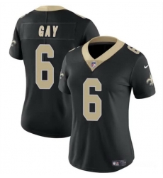 Women New Orleans Saints 6 Willie Gay Black Vapor Stitched Game Jersey