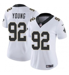 Women New Orleans Saints 92 Chase Young White Vapor Stitched Game Jersey