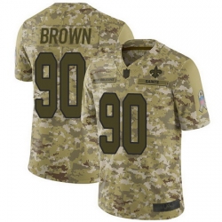 Saints 90 Malcom Brown Camo Youth Stitched Football Limited 2018 Salute to Service Jersey