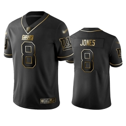 Giants 8 Daniel Jones Black Men Stitched Football Limited Golden Edition Jersey