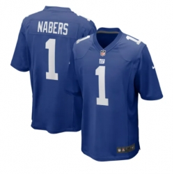 Men New York Giants 1 Malik Nabers Blue 2024 F U S E Blue Limited Stitched Jersey