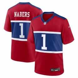 Men New York Giants 1 Malik Nabers Red Vapor Untouchable Limited Stitched Jersey