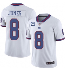 Men New York Giants 2022 #8 Daniel Jones White With 3-star C Patch Stitched NFL Jersey