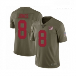 Mens New York Giants 8 Daniel Jones Limited Olive 2017 Salute to Service Football Jersey