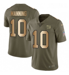 Mens Nike New York Giants 10 Eli Manning Limited OliveGold 2017 Salute to Service NFL Jersey