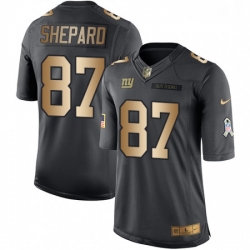 Mens Nike New York Giants 87 Sterling Shepard Limited BlackGold Salute to Service NFL Jersey