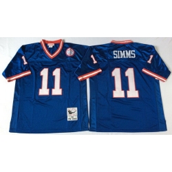 Mitchell Ness giants #11 Phil Simms blue Throwback Stitched NFL Jerseys