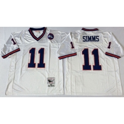 Mitchell Ness giants #11 Phil Simms white Throwback Stitched NFL Jerseys