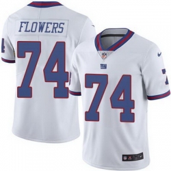 Nike Giants #74 Ereck Flowers White Mens Stitched NFL Limited Rush Jersey