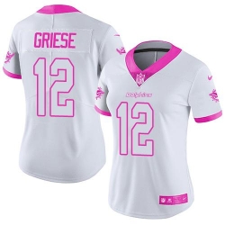 Nike Dolphins #12 Bob Griese White Pink Womens Stitched NFL Limited Rush Fashion Jersey