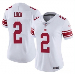 Women New York Giants 2 Drew Lock White Vapor Stitched Jersey