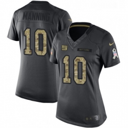 Womens Nike New York Giants 10 Eli Manning Limited Black 2016 Salute to Service NFL Jersey