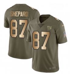 Youth Nike New York Giants 87 Sterling Shepard Limited OliveGold 2017 Salute to Service NFL Jersey