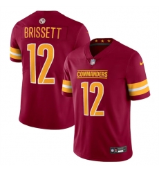 Men Washington Commanders 12 Jacoby Brissett Burgundy 2023 F U S E  Vapor Limited Stitched Football Jersey