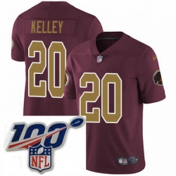 Mens Nike Washington Redskins 20 Rob Kelley Burgundy RedGold Number Alternate 80TH Anniversary Vapor Untouchable Limited Stitched 100th anniversary Neck Pa