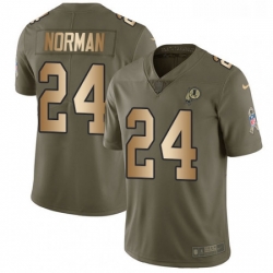 Mens Nike Washington Redskins 24 Josh Norman Limited OliveGold 2017 Salute to Service NFL Jersey