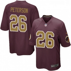 Mens Nike Washington Redskins 26 Adrian Peterson Game Burgundy Red Gold Number Alternate 80TH Anniversary NFL Jersey