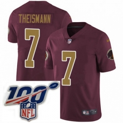 Mens Nike Washington Redskins 7 Joe Theismann Burgundy RedGold Number Alternate 80TH Anniversary Vapor Untouchable Limited Stitched 100th anniversary Neck 