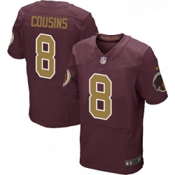 Mens Nike Washington Redskins 8 Kirk Cousins Elite Burgundy RedGold Number Alternate 80TH Anniversary NFL Jersey