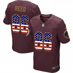 Mens Nike Washington Redskins 86 Jordan Reed Elite Burgundy Red Alternate USA Flag Fashion NFL Jersey