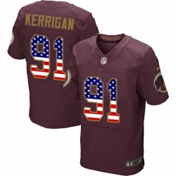 Mens Nike Washington Redskins 91 Ryan Kerrigan Elite Burgundy Red Alternate USA Flag Fashion NFL Jersey