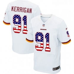 Mens Nike Washington Redskins 91 Ryan Kerrigan Elite White Road USA Flag Fashion NFL Jersey