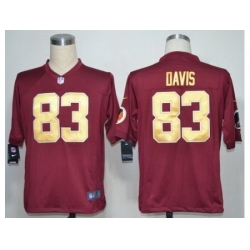 Nike Washington Redskins 83 Fred Davis Red Game Gold Number NFL Jersey