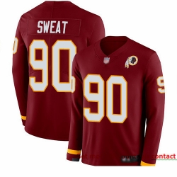 Redskins 90 Montez Sweat Burgundy Red Team Color Men Stitched Football Limited Therma Long Sleeve Jersey