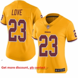 Redskins 23 Bryce Love Gold Women Stitched Football Limited Rush Jersey