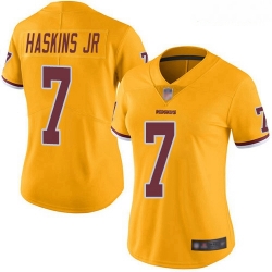 Redskins #7 Dwayne Haskins Jr Gold Women Stitched Football Limited Rush Jersey