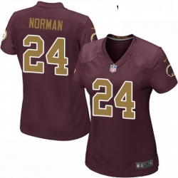 Womens Nike Washington Redskins 24 Josh Norman Game Burgundy RedGold Number Alternate 80TH Anniversary NFL Jersey