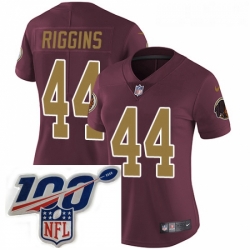 Womens Nike Washington Redskins 44 John Riggins Burgundy RedGold Number Alternate 80TH Anniversary Vapor Untouchable Limited Stitched 100th anniversary Nec