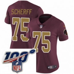 Womens Nike Washington Redskins 75 Brandon Scherff Burgundy RedGold Number Alternate 80TH Anniversary Vapor Untouchable Limited Stitched 100th anniversary 