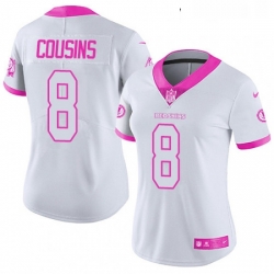 Womens Nike Washington Redskins 8 Kirk Cousins Limited WhitePink Rush Fashion NFL Jersey