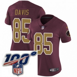 Womens Nike Washington Redskins 85 Vernon Davis Burgundy RedGold Number Alternate 80TH Anniversary Vapor Untouchable Limited Stitched 100th anniversary Nec