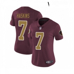 Womens Washington Redskins 7 Dwayne Haskins Burgundy Red Gold Number Alternate 80TH Anniversary Vapor Untouchable Limited Player Football Jersey