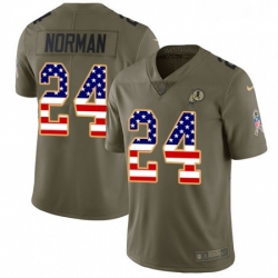 Youth Nike Washington Redskins 24 Josh Norman Limited OliveUSA Flag 2017 Salute to Service NFL Jersey