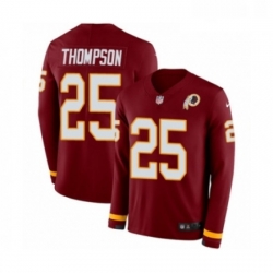 Youth Nike Washington Redskins 25 Chris Thompson Limited Burgundy Therma Long Sleeve NFL Jersey