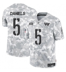 Youth Washington Commanders 5 Jayden Daniels 2024 F U S E Arctic Camo Salute To Service Limited Stitched Football Jersey