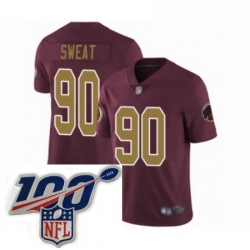 Youth Washington Redskins 90 Montez Sweat Burgundy Red Gold Number Alternate 80TH Anniversary Vapor Untouchable Limited Stitched 100th anniversary Neck Pat