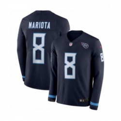 Mens Nike Tennessee Titans 8 Marcus Mariota Limited Navy Blue Therma Long Sleeve NFL Jersey