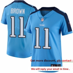 Titans 11 A J  Brown Light Blue Women Stitched Football Limited Rush Jersey