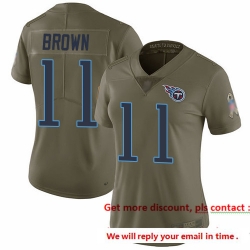 Titans 11 A J  Brown Olive Women Stitched Football Limited 2017 Salute to Service Jersey