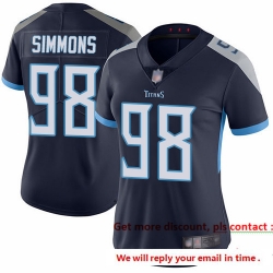 Titans 98 Jeffery Simmons Navy Blue Team Color Women Stitched Football Vapor Untouchable Limited Jersey