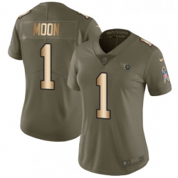 Womens Nike Tennessee Titans 1 Warren Moon Limited OliveGold 2017 Salute to Service NFL Jersey