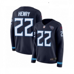 Womens Nike Tennessee Titans 22 Derrick Henry Limited Navy Blue Therma Long Sleeve NFL Jersey